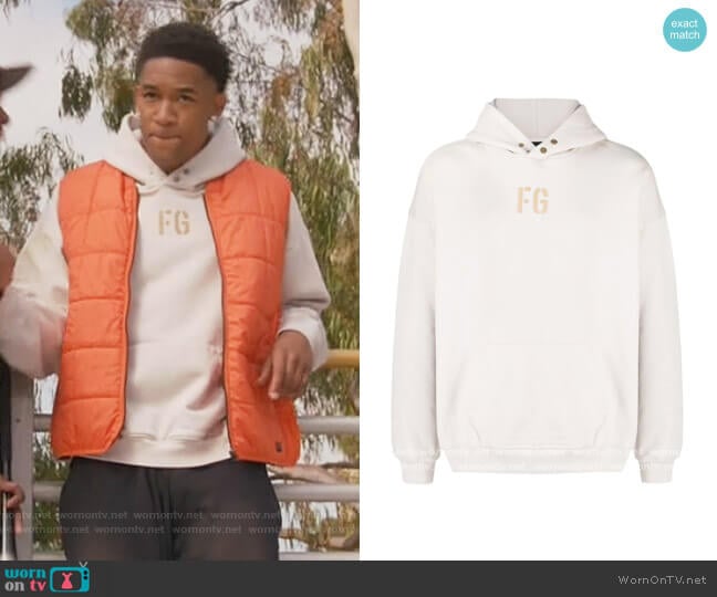 Logo-print pullover hoodie by Fear Of God worn by Peyton Alex Smith on All American