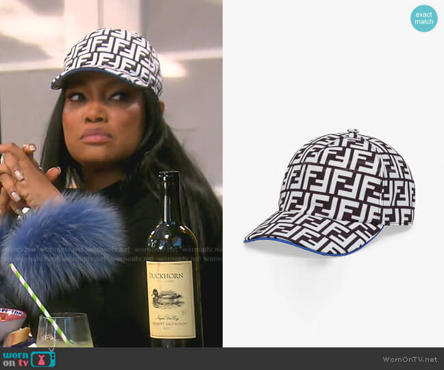 FF Print Baseball Cap by Fendi x Joshua Vides worn by Garcelle Beauvais on The Real Housewives of Beverly Hills