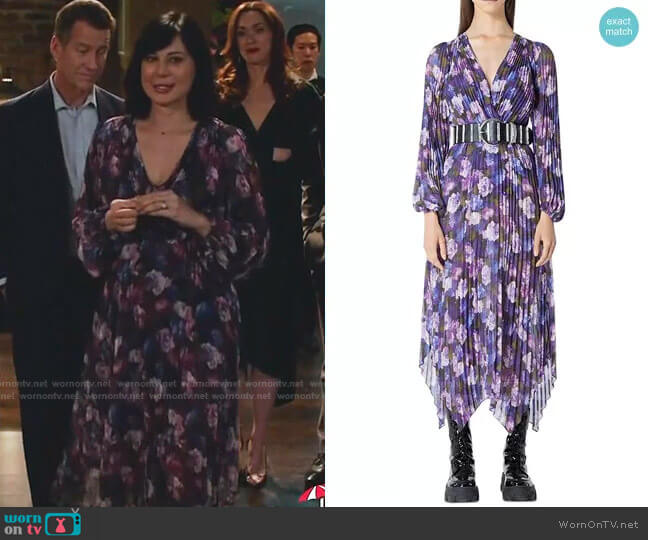 Floral Print Pleated Midi Dress by The Kooples worn by Cassandra Nightingale (Catherine Bell) on Good Witch