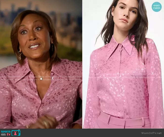 Floral Silk Jacquard Shirt by Michael Kors worn by Robin Roberts on Good Morning America