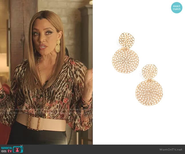 Gourmette Earrings by GAS Bijoux worn by Dominique Deveraux (Michael Michele) on Dynasty