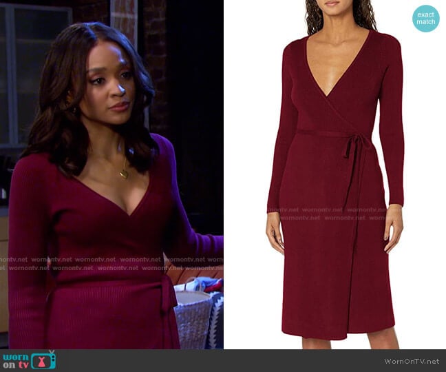 WornOnTV: Lani’s burgundy ribbed wrap dress on Days of our Lives | Sal ...