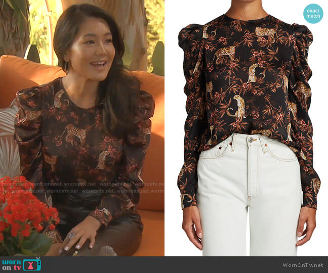 Evangeline Puff-Sleeve Blouse by Generation Love worn by Crystal Kung Minkoff on The Real Housewives of Beverly Hills