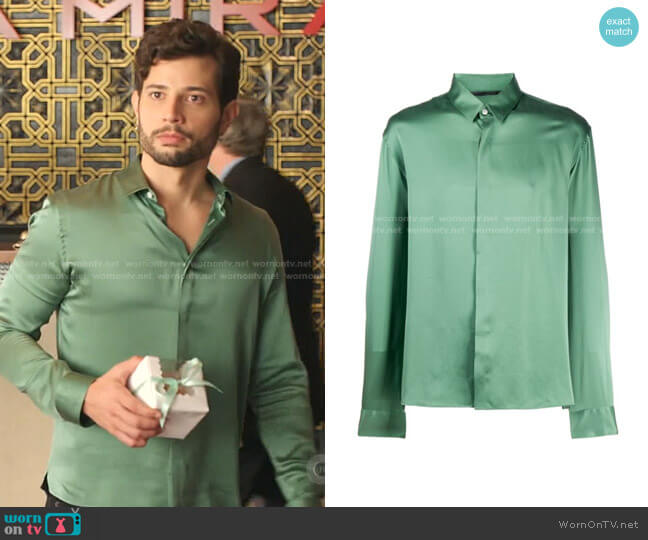 Silk Satin Shirt by Haider Ackermann worn by Sam Flores (Rafael de la Fuente) on Dynasty