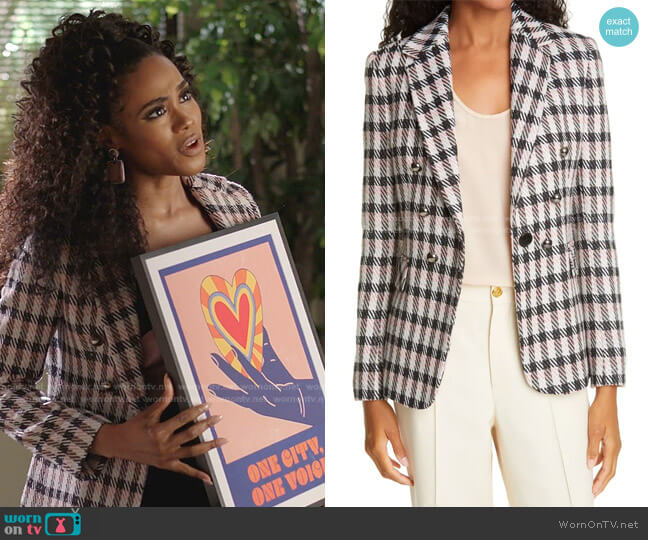 Carine Wool Blend Jacket by Helene Berman worn by Shannon Thornton on Dynasty