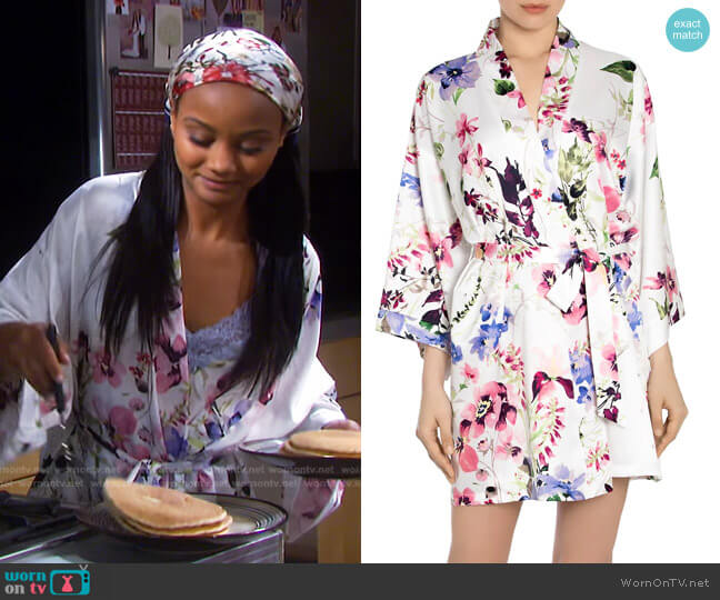 And I Love Her Satin Robe by In Bloom worn by Chanel Dupree (Raven Bowens) on Days of our Lives