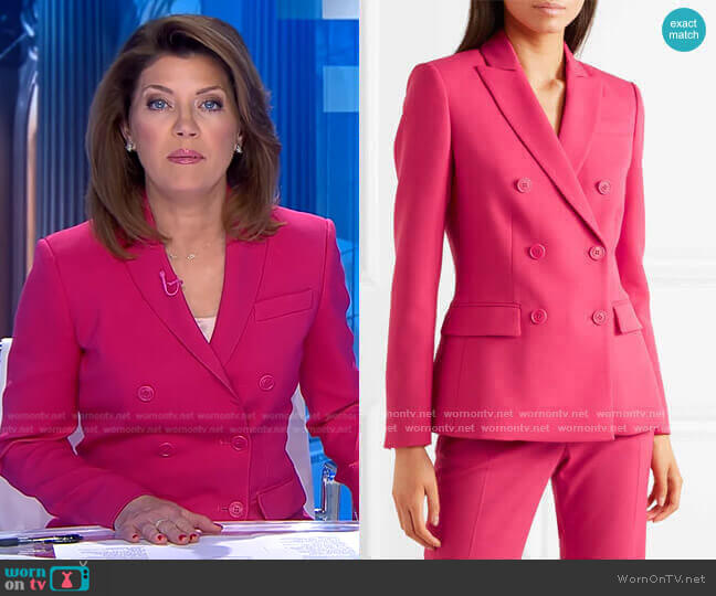 Indiana Double-Breasted Blazer by Altuzarra worn by Norah O'Donnell on CBS Evening News
