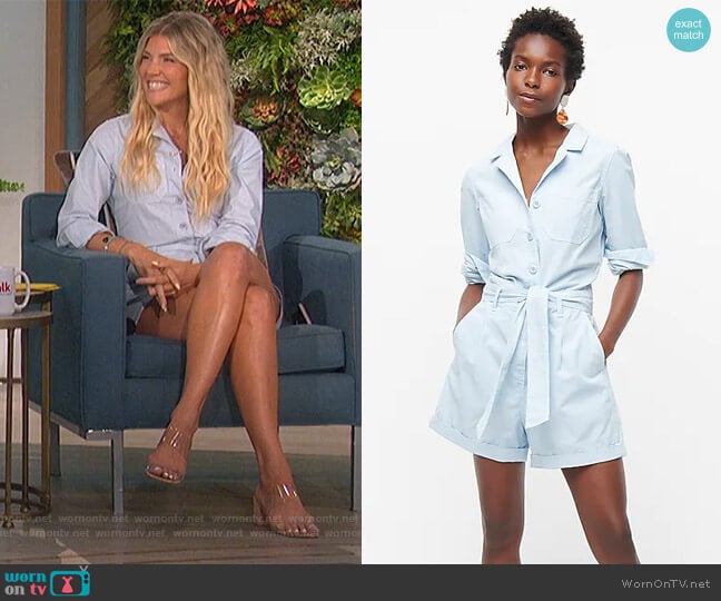 Foundry chino short coveralls by J. Crew worn by Amanda Kloots on The Talk