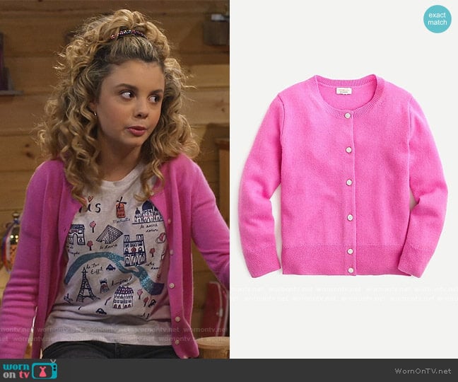 Cashmere Cardigan Sweater by J. Crew worn by Destiny Baker (Mallory James Mahoney) on Bunkd