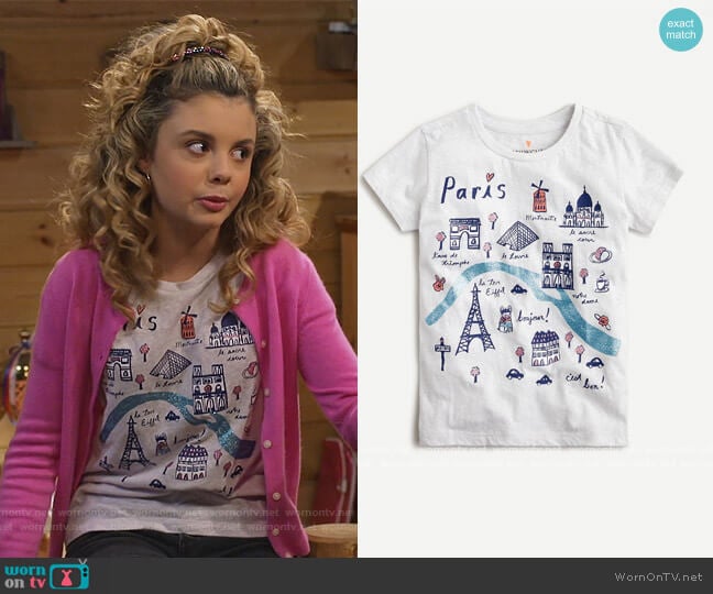 Short-sleeve Paris T-shirt by J. Crew worn by Destiny Baker (Mallory James Mahoney) on Bunkd