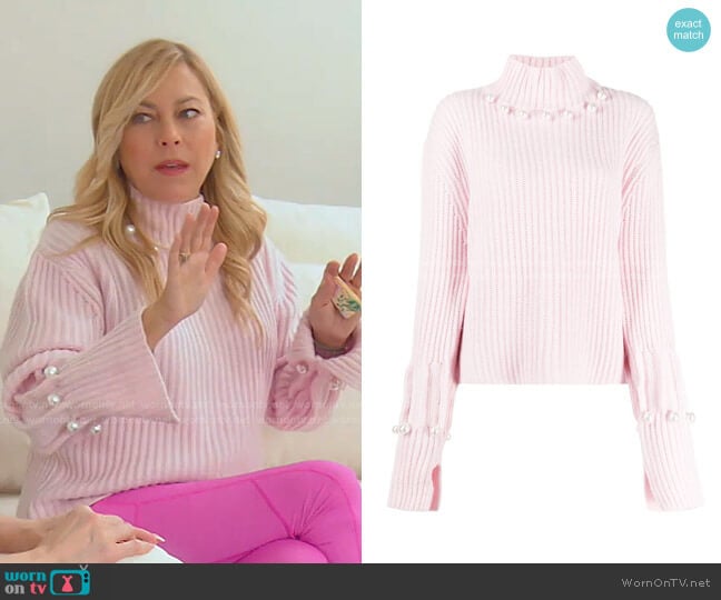 Pearl Embellished Knit Sweater by JW Anderson worn by Sutton Stracke on The Real Housewives of Beverly Hills