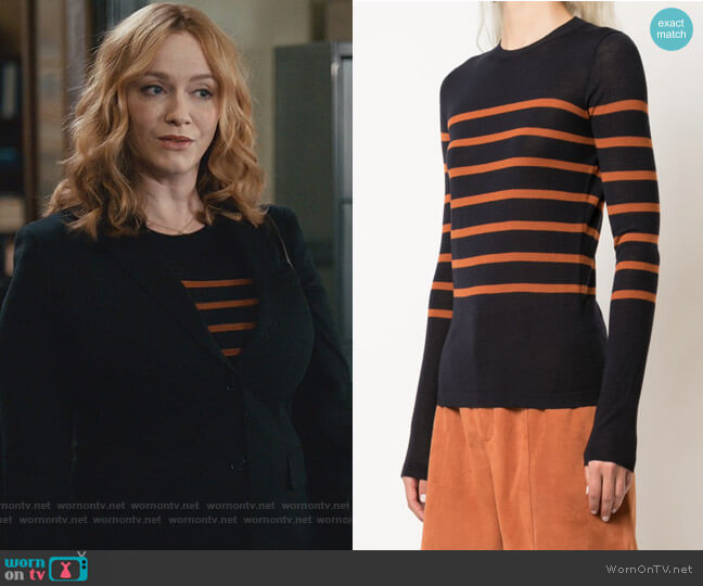 Beth’s black and orange striped sweater on Good Girls