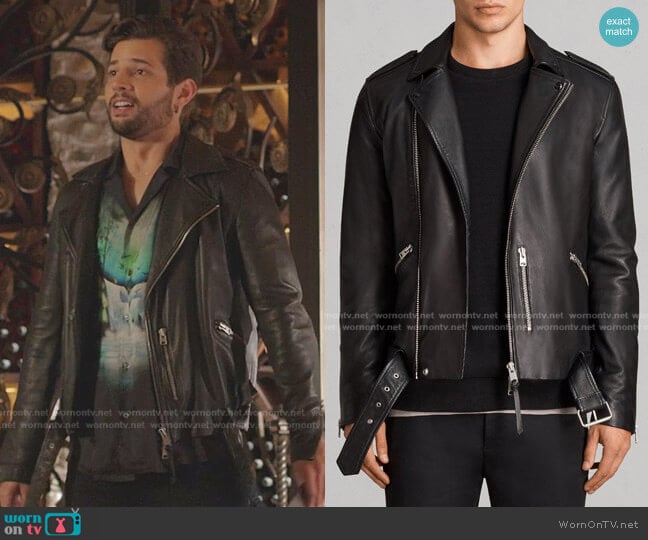 Kaho Leather Biker Jacket by All Saints worn by Sam Flores (Rafael de la Fuente) on Dynasty