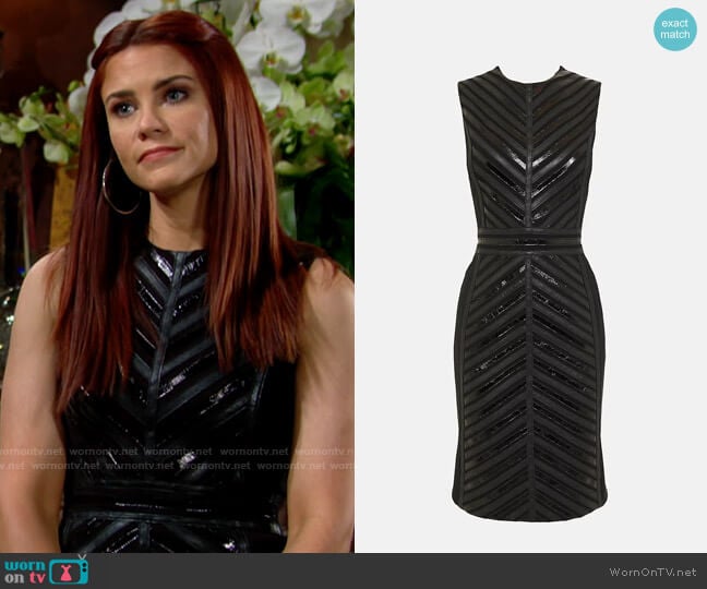 Karen Millen Panel Mix Leather Dress worn by Sally Spectra (Courtney Hope) on The Young and the Restless