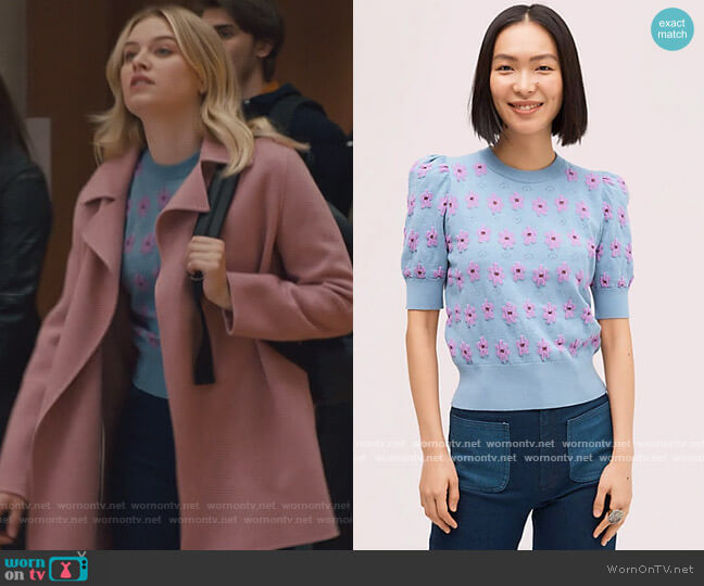 WornOnTV Grace s blue floral sweater on Nurses Tiera Skovbye Clothes and Wardrobe from TV