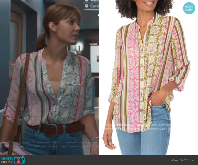 WornOnTV: Candy’s printed blouse on Nurses | Clothes and Wardrobe from TV
