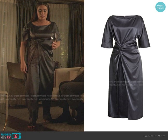 Double Faced Satin Long Twist Tunic by Lapointe worn by Cristal Jennings (Daniella Alonso) on Dynasty