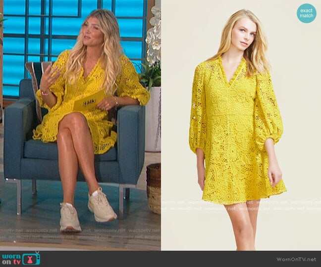 Corded Lace Full Sleeve Dress by Pearl by Lela Rose worn by Amanda Kloots on The Talk