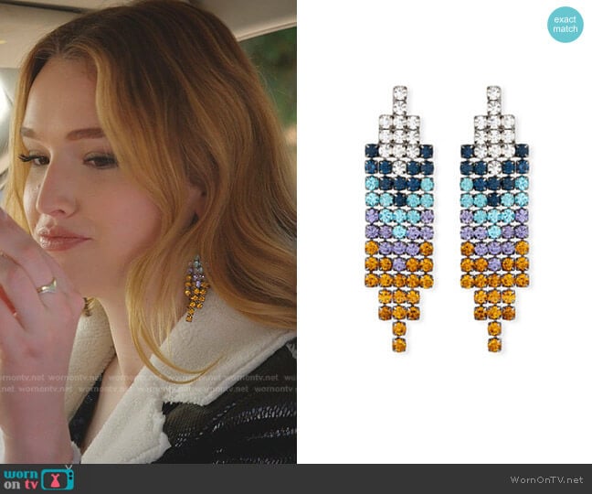 Fortune Fringe Crystal Earrings by Lulu Frost worn by Kirby Anders (Maddison Brown) on Dynasty