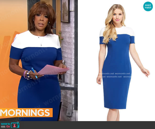 WornOnTV: Gayle’s blue and white colorblock dress on CBS This Morning ...