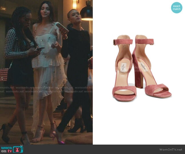 Suede Ankle Strap Sandals by Schutz worn by Luna La (Zión Moreno) on Gossip Girl