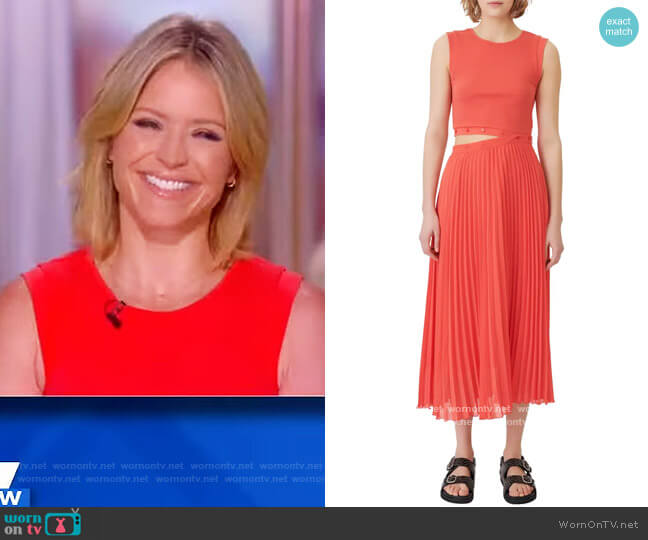 Riplit Two-Piece Knit & Pleated Midi Dress by Maje worn by Sara Haines on The View