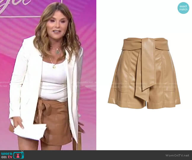 Mari Tie Waist Faux Leather Shorts by Jonathan Simkhai worn by Jenna Bush Hager on Today