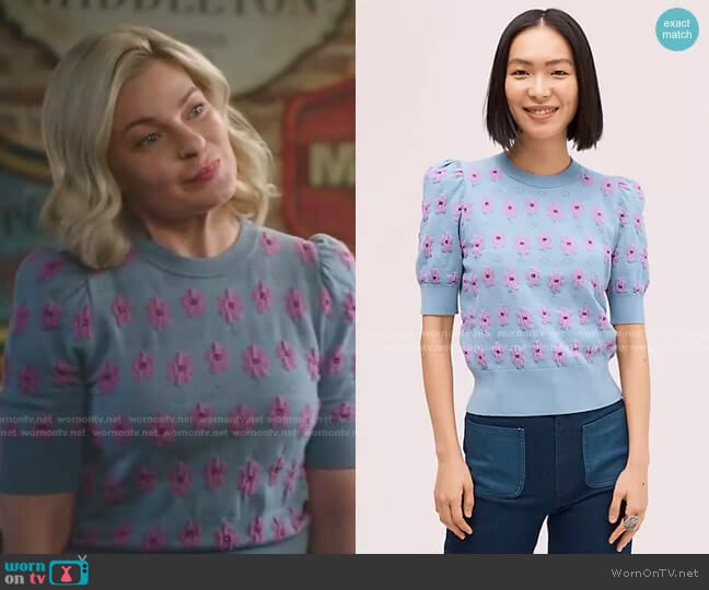 Wornontv Stephanie’s Blue Floral Sweater On Good Witch Kylee Evans