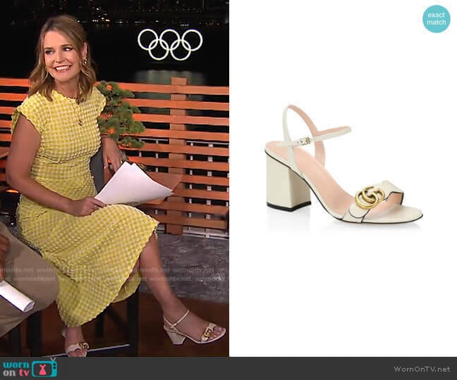 Marmont GG Ankle-Strap Sandals by Gucci worn by Savannah Guthrie on Today