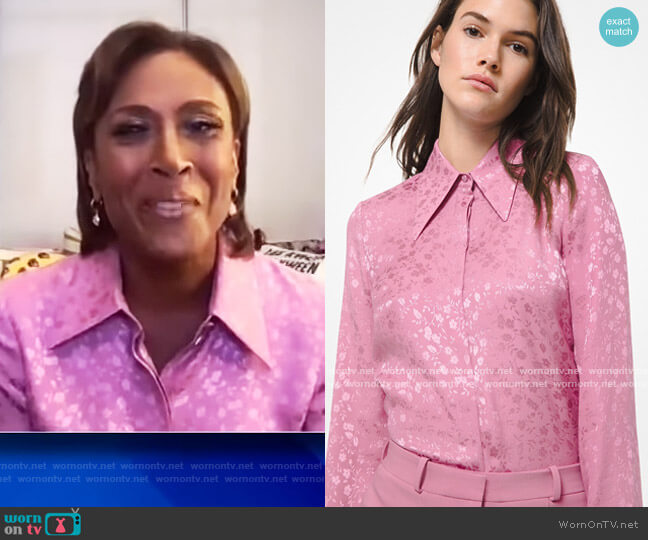 Floral Silk Jacquard Shirt by Michael Kors worn by Robin Roberts on The View