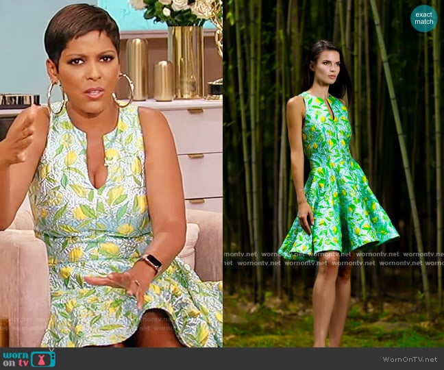 Da Paolino Garden Dress by Michael Fausto worn by Tamron Hall on Tamron Hall Show