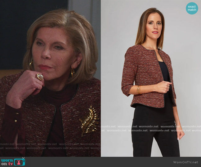 Juliet Jacket by Nora Gardner worn by Diane Lockhart (Christine Baranski) on The Good Fight