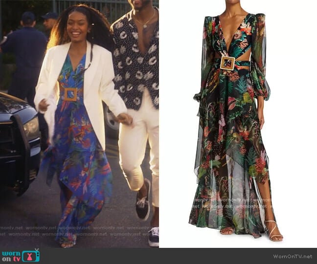 Oasis Long-Sleeve Cutout Dress by PatBO worn by Zoey Johnson (Yara Shahidi) on Grown-ish