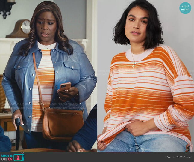 Pilcro Angie Seamed Cashmere Sweater by Anthropologie worn by Ruby Hill (Retta) on Good Girls