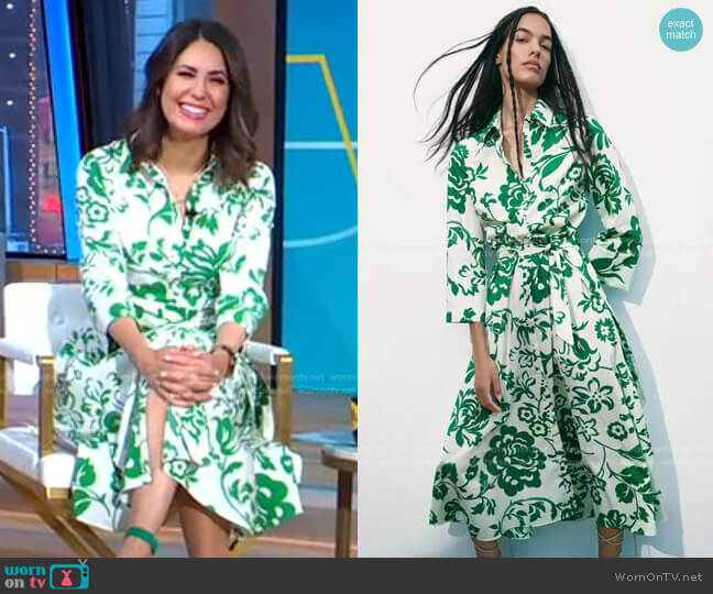 Printed Poplin Dress by Zara worn by Cecilia Vega on Good Morning America