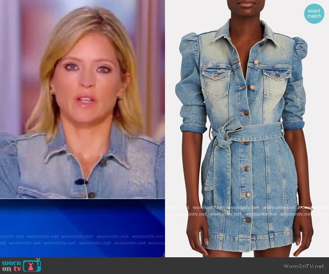 WornOnTV: Sara’s denim puff shoulder dress on The View | Sara Haines ...