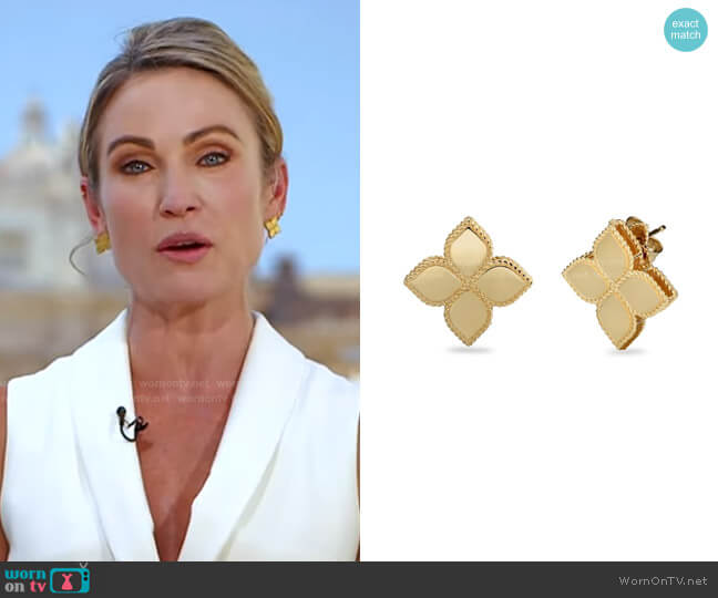 Princess Flower Stud Earrings by Roberto Coin worn by Amy Robach on Good Morning America