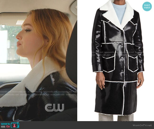 Adele Coat by Stand Studio worn by Kirby Anders (Maddison Brown) on Dynasty