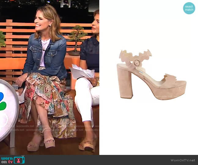 Scalloped Suede Platform Sandal by Prada  worn by Savannah Guthrie on Today