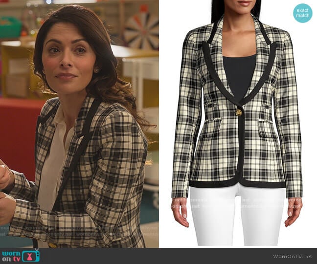 Plaid Wool Blazer by Smythe worn by Billie Connelly (Sara Shari) on Sex/Life