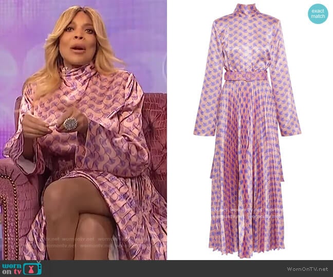 WornOnTV: Wendy’s pink satin printed maxi dress on The Wendy Williams ...