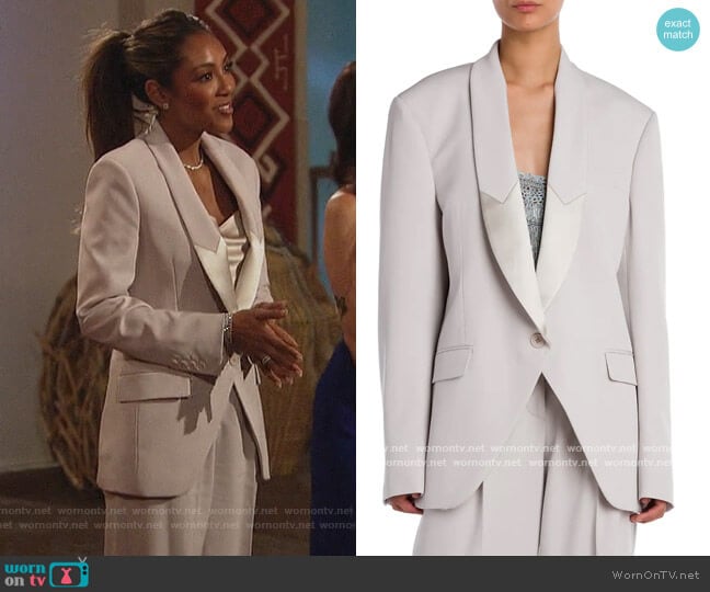 Aya Wool Twill Tailored Jacket and Pants by Stella McCartney worn by Tayshia Adams on The Bachelorette