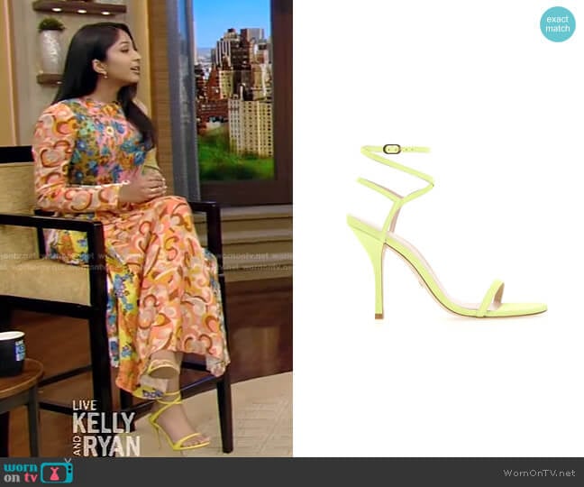 Merinda Sandals by Stuart Weitzman worn by Maitreyi Ramakrishnan on Live with Kelly and Ryan