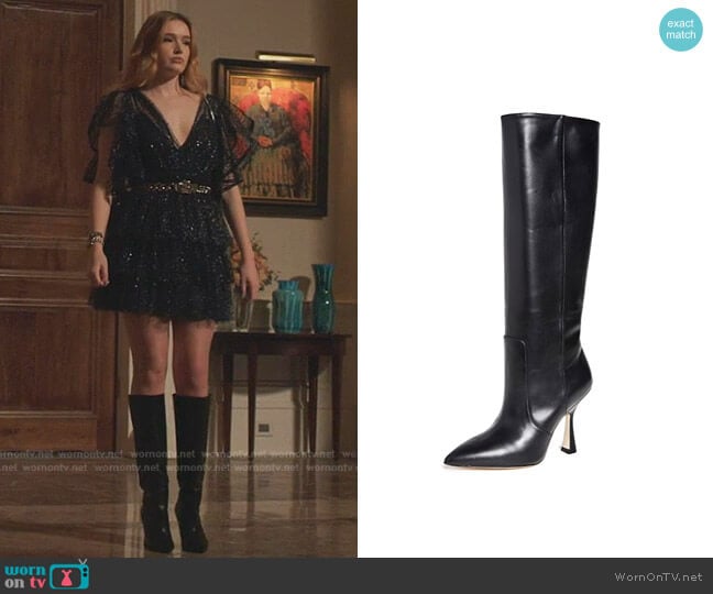 Parton Knee High Boots by Stuart Weitzman worn by Kirby Anders (Maddison Brown) on Dynasty