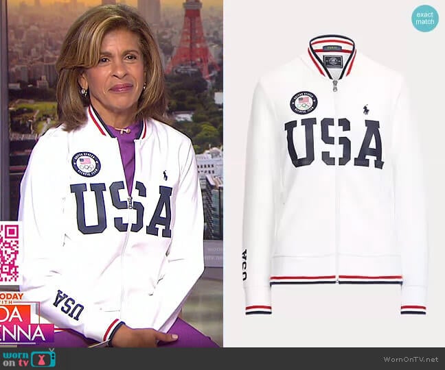 Team USA Bomber Track Jacket by Polo Ralph Lauren worn by Hoda Kotb on Today