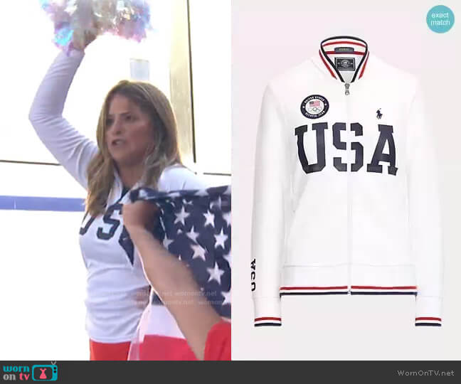 Team USA Bomber Track Jacket by Polo Ralph Lauren worn by Jenna Bush Hager on Today