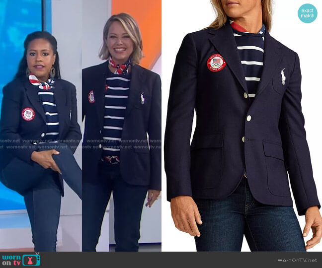 Team USA Opening Ceremony Slim Fit Blazer by Ralph Lauren x Team USA worn by Dylan Dreyer on Today