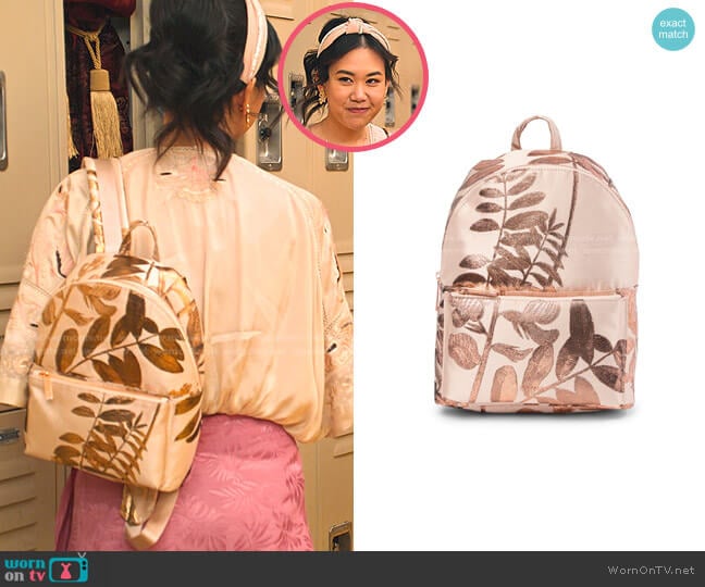 Cynia Speldour Jacquard Backpack by Ted Baker worn by Eleanor Wong (Ramona Young) on Never Have I Ever