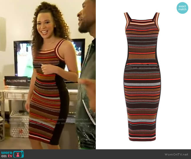 Texture Stripe Knit Dress by Karen Millen worn by Megan Ryte on GMA