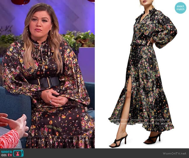 Floral Print Maxi Dress by Topshop worn by Kelly Clarkson on The Kelly Clarkson Show